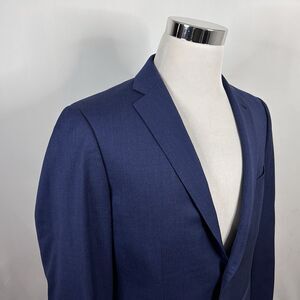 Indochino 42R Sport Coat 100% Wool Blue Two Button Lined Double Vented